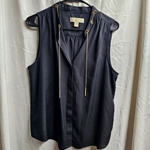 Michael Kors womens sleeveless blouse with gold chain accent size Large
